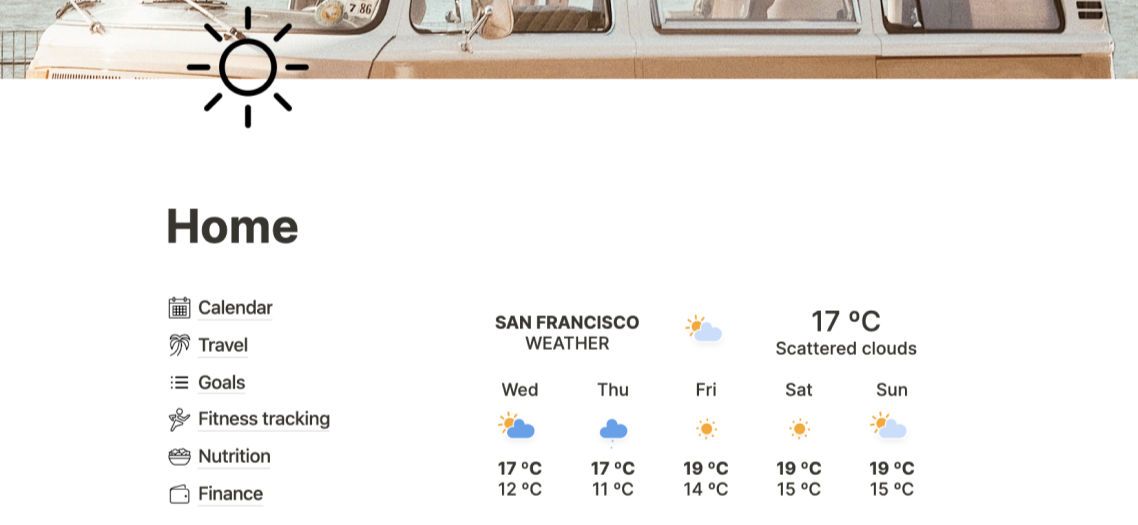 notion widgets calendar